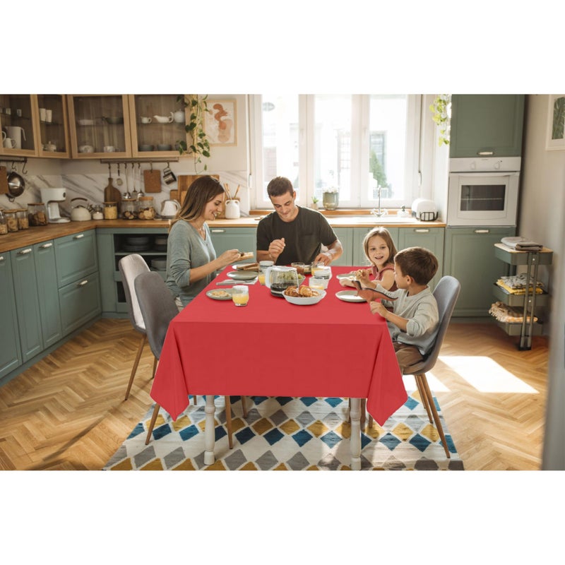 Exquisite Red Vinyl Tablecloths - 54 in. x 70 in. - Pack of 1 Rectangle Tablecloth with Flannel Backing - Plastic, Reusable & Waterproof - Image 3
